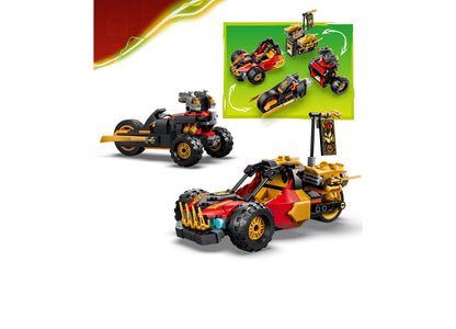 LEGO NINJAGO Kai and Cole's Combiner Vehicles 71864 building set with red and gold vehicles