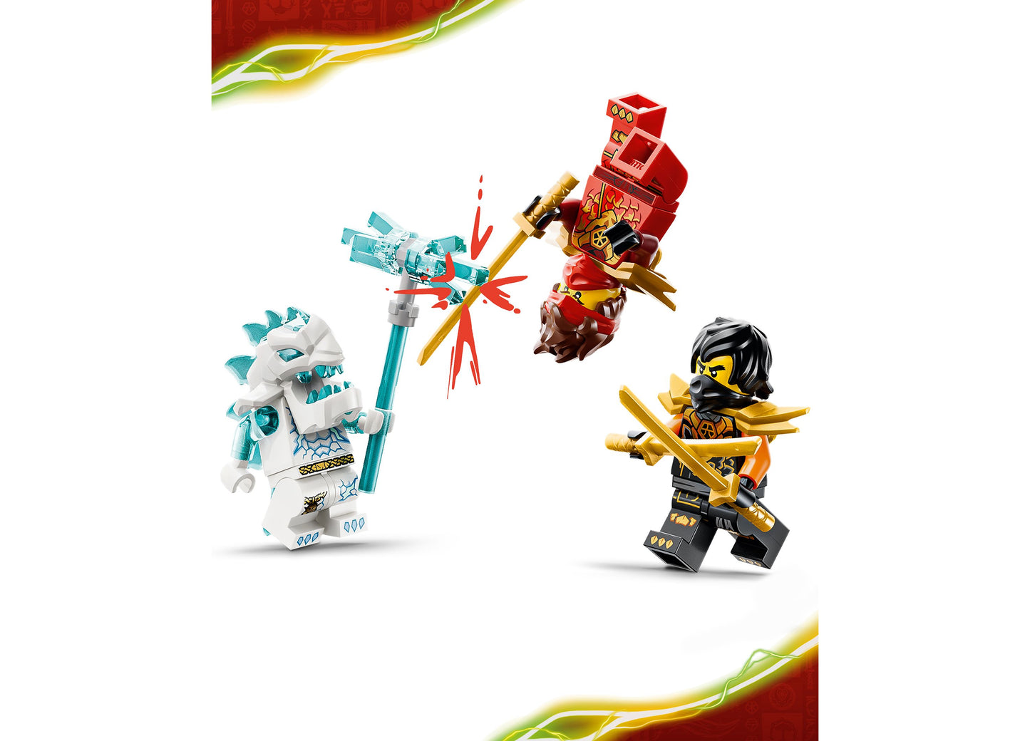 LEGO NINJAGO Kai and Cole's Combiner Vehicles 71864 building set with red and blue ninja figures