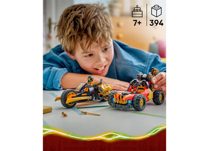 LEGO NINJAGO Kai and Cole's Combiner Vehicles 71864 building set with yellow and red vehicles