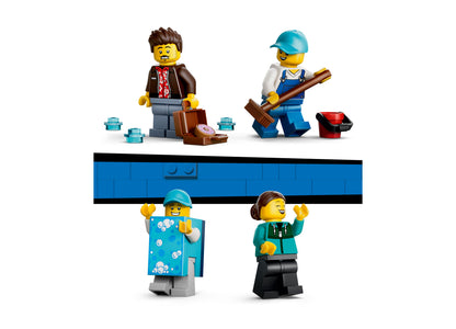 LEGO City Drive-Through Car Wash 60497 set with minifigures and blue building pieces