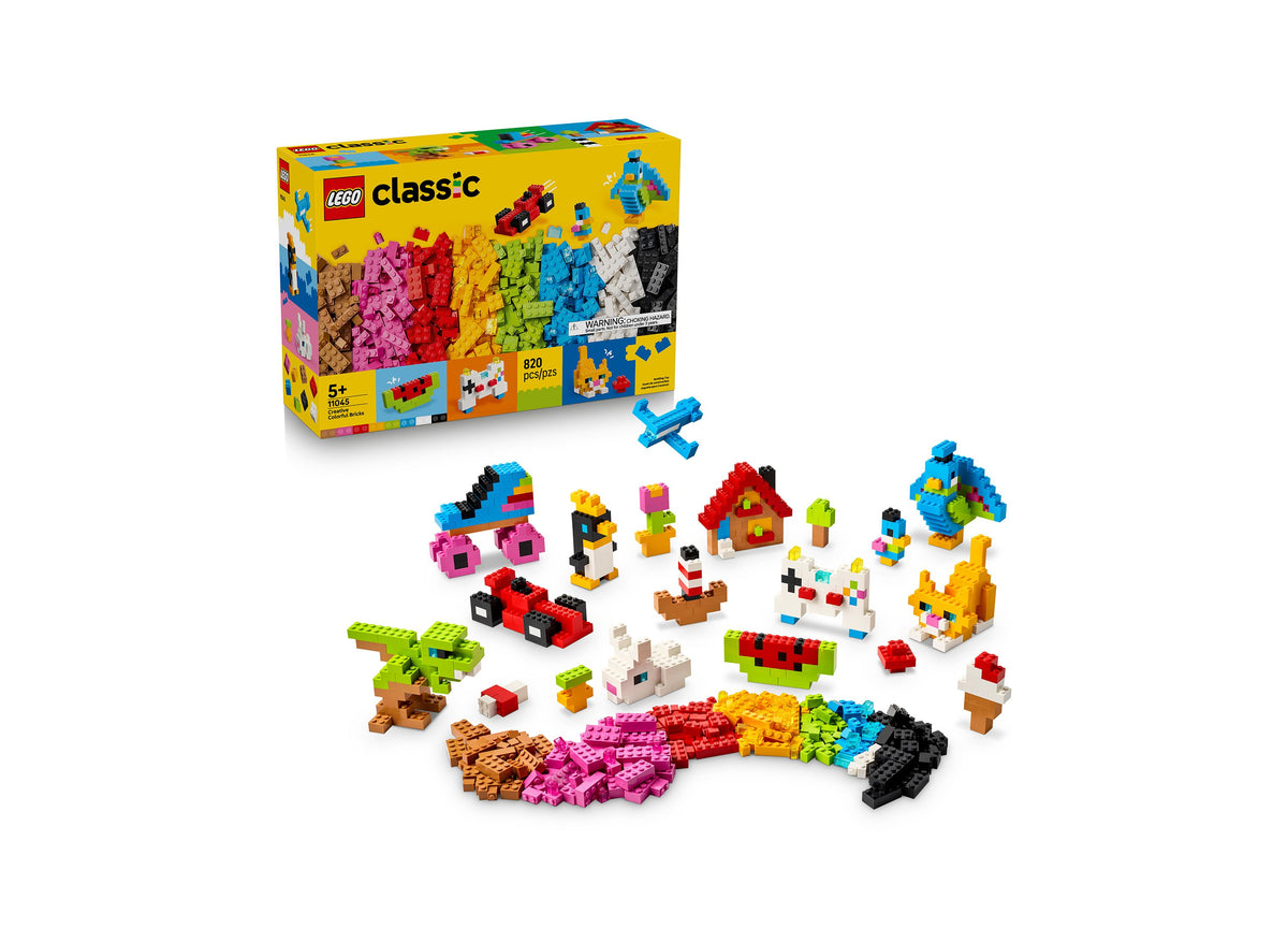 LEGO Classic Creative Colorful Bricks 11045 set with 820 pieces in multiple colors including red, blue, yellow, green...