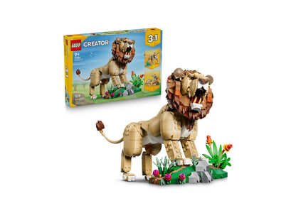 LEGO Creator Wild Animals Majestic Lion 31386 building set with tan and brown lion figure and colorful flowers