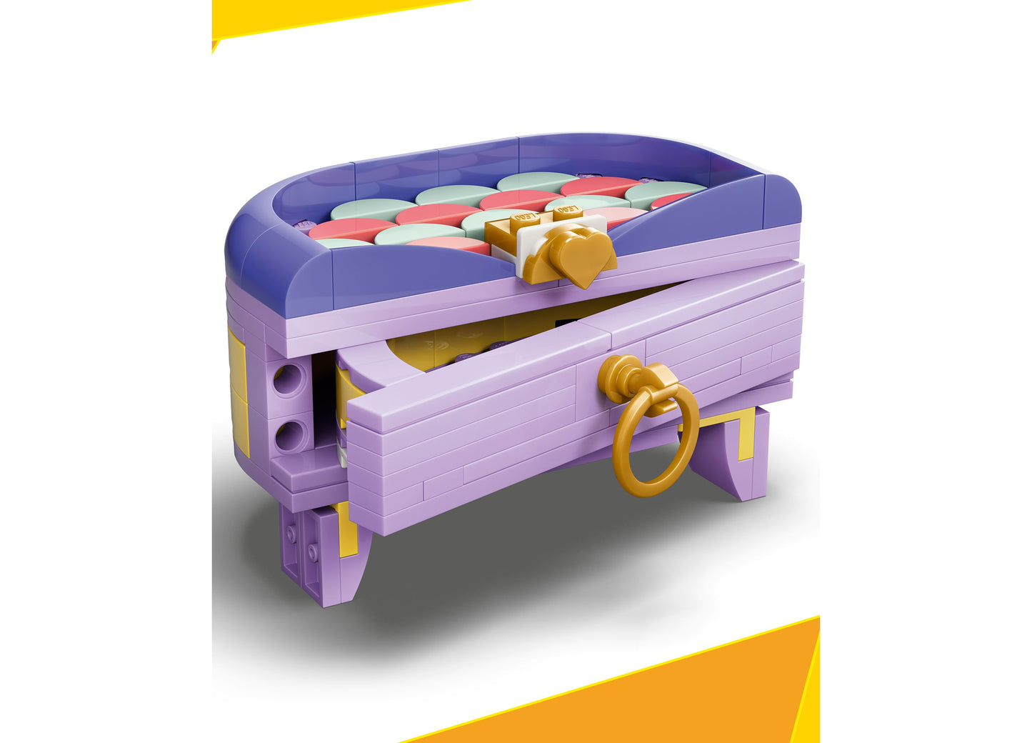 LEGO 3 in 1 Art Fashion Bag purple building set with colorful storage compartments and gold handles