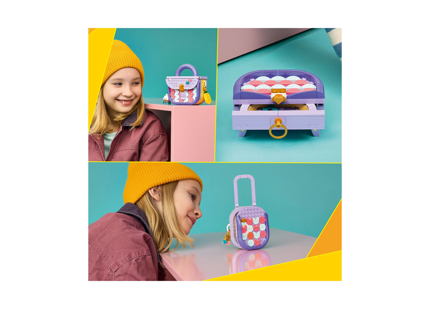 LEGO 3 in 1 Art Fashion Bag Building Set 31391 in purple and pink with storage features