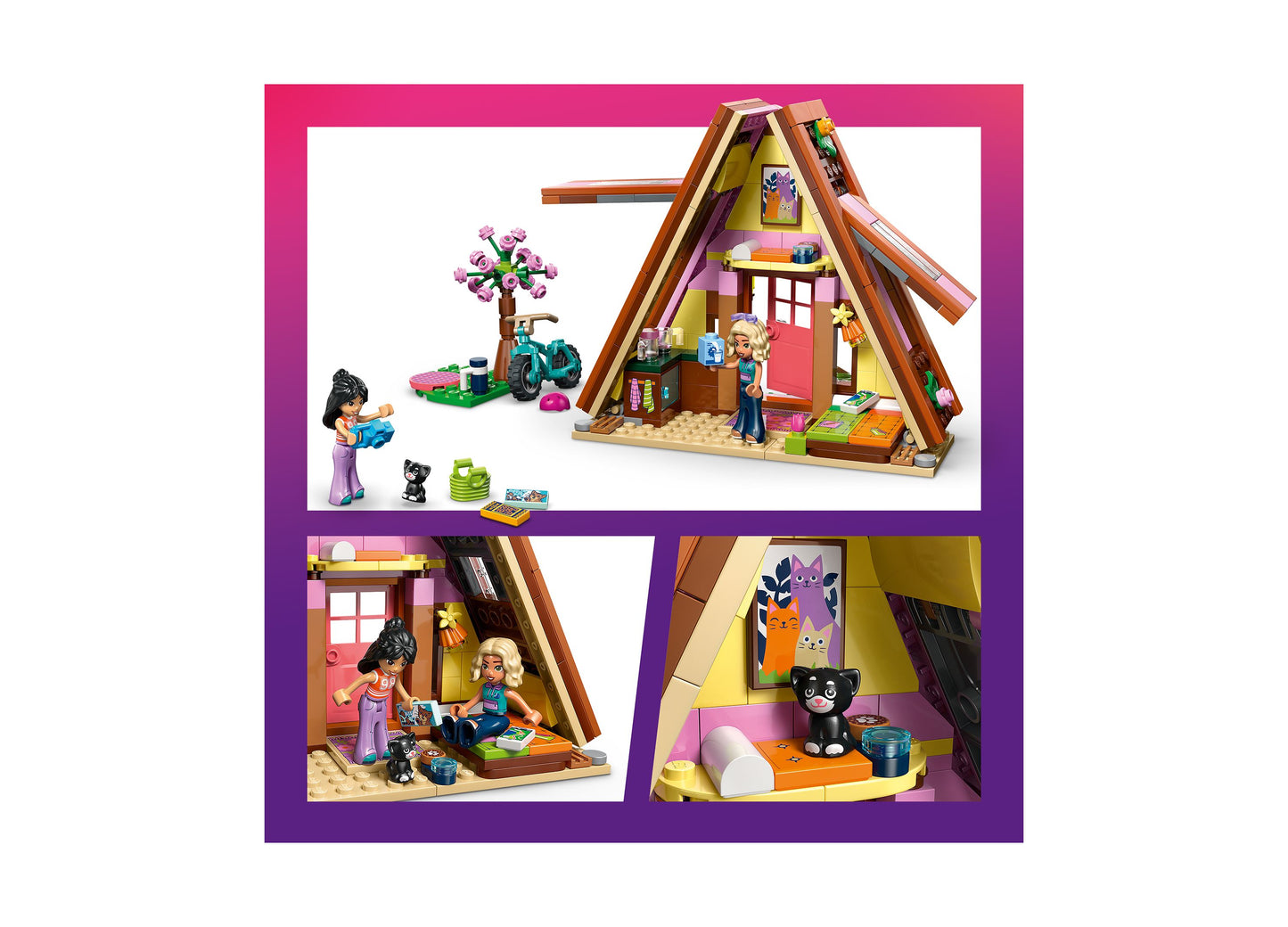 LEGO Friends Nature Glamping Cabin 42682 building set with A-frame cabin, minifigures, and accessories