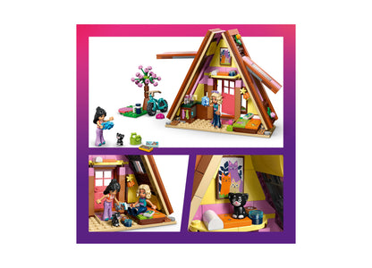 LEGO Friends Nature Glamping Cabin 42682 building set with A-frame cabin, minifigures, and accessories