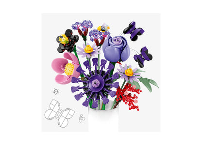 LEGO Olivia Rodrigo Flower Bouquet 11507 building set with purple, pink, and red flowers