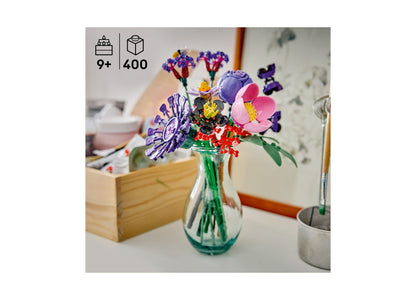LEGO Flower Bouquet 11507 building set with colorful purple, pink, and red flowers in glass vase