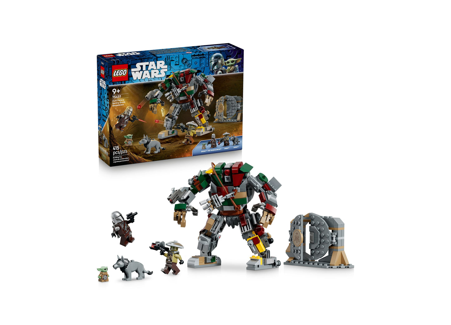 LEGO Star Wars Hutt Palace Sentry Droid Showdown 75451 set with buildable droid, minifigures, and palace entrance