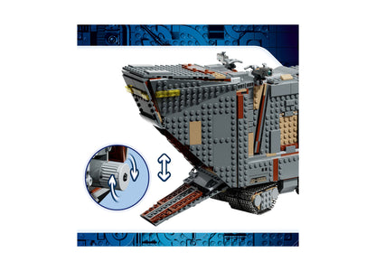 LEGO Star Wars Sandcrawler 75453 building set with motorized ramp and detailed gray brick construction