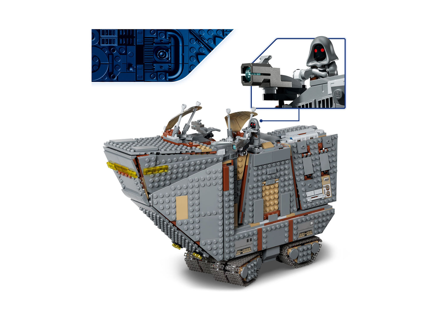 LEGO Star Wars Offworld Sandcrawler 75453 building set with gray crawler vehicle, minifigures, and detailed construct...