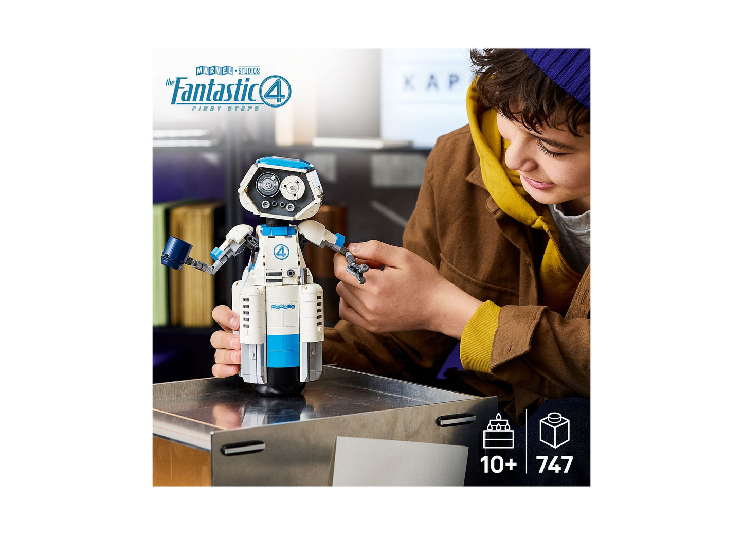 LEGO Marvel Fantastic Four H.E.R.B.I.E. 76339 robot building set with blue and white pieces