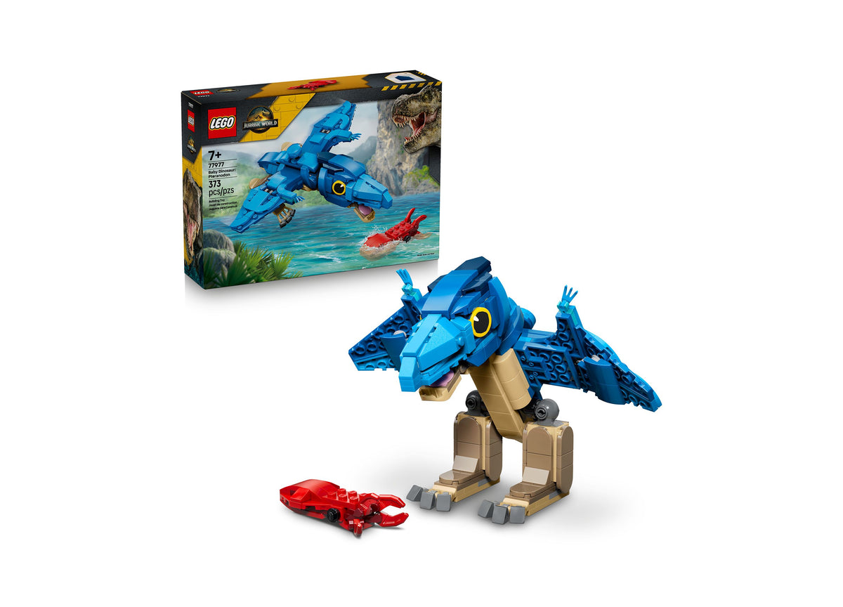 LEGO Jurassic World Pteranodon 77977 blue dinosaur building set with red creature figure