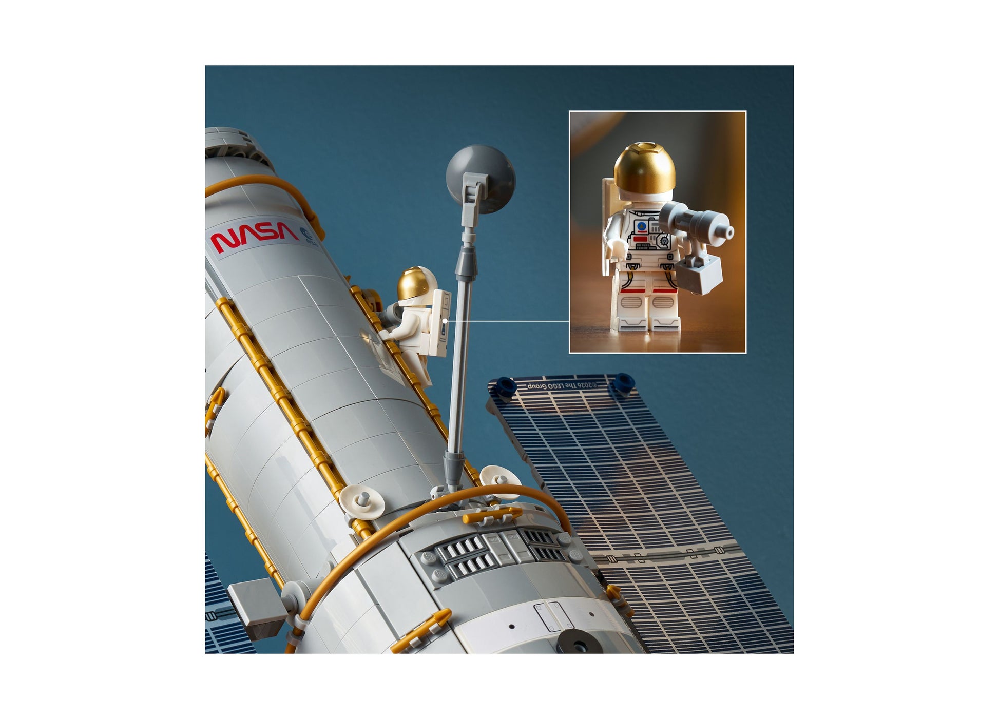LEGO Icons Hubble Space Telescope 11382 building set with astronaut minifigure and solar panels