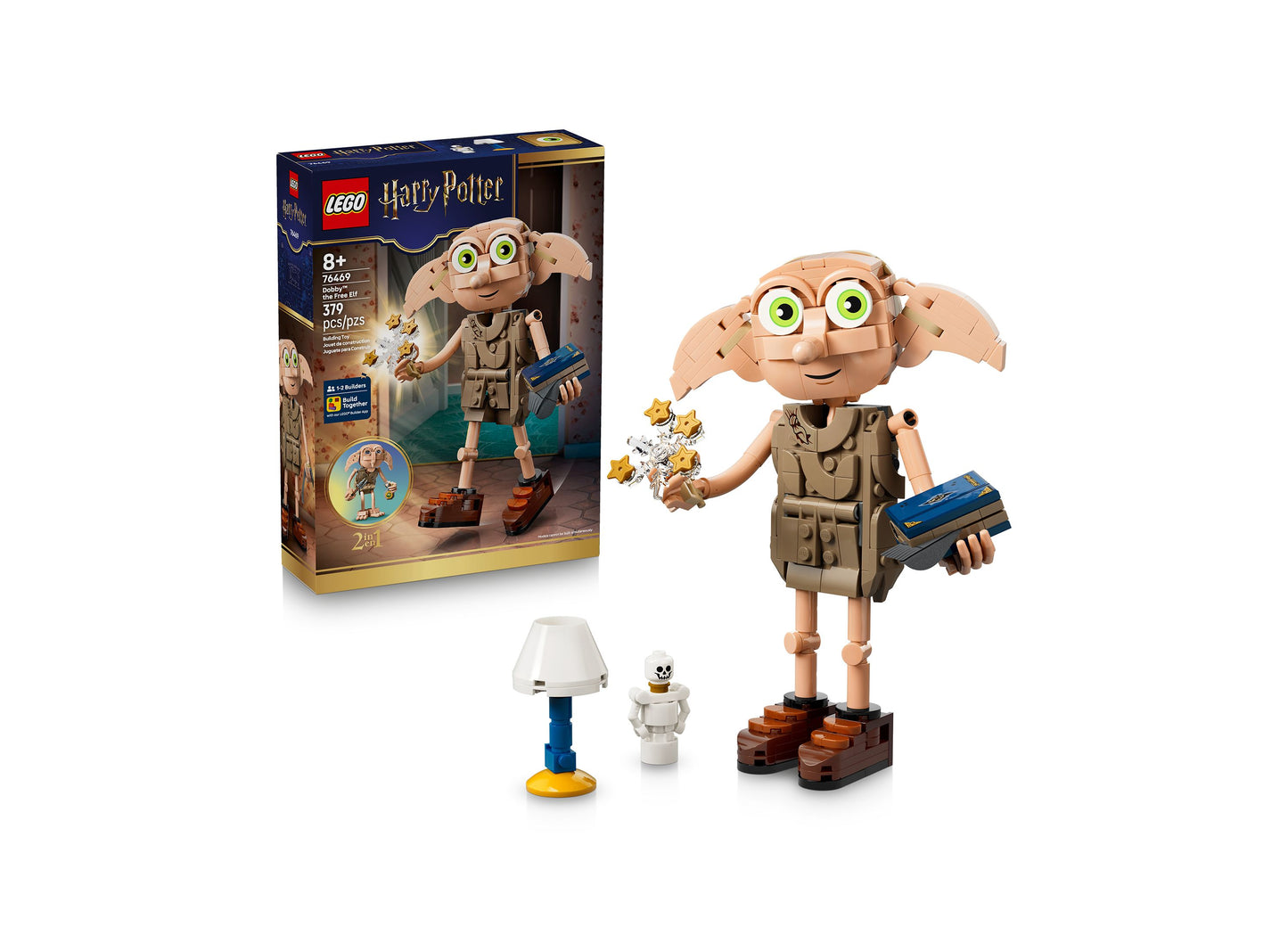 LEGO Harry Potter Dobby the Free Elf 76469 building set with tan figure, blue book, and accessories