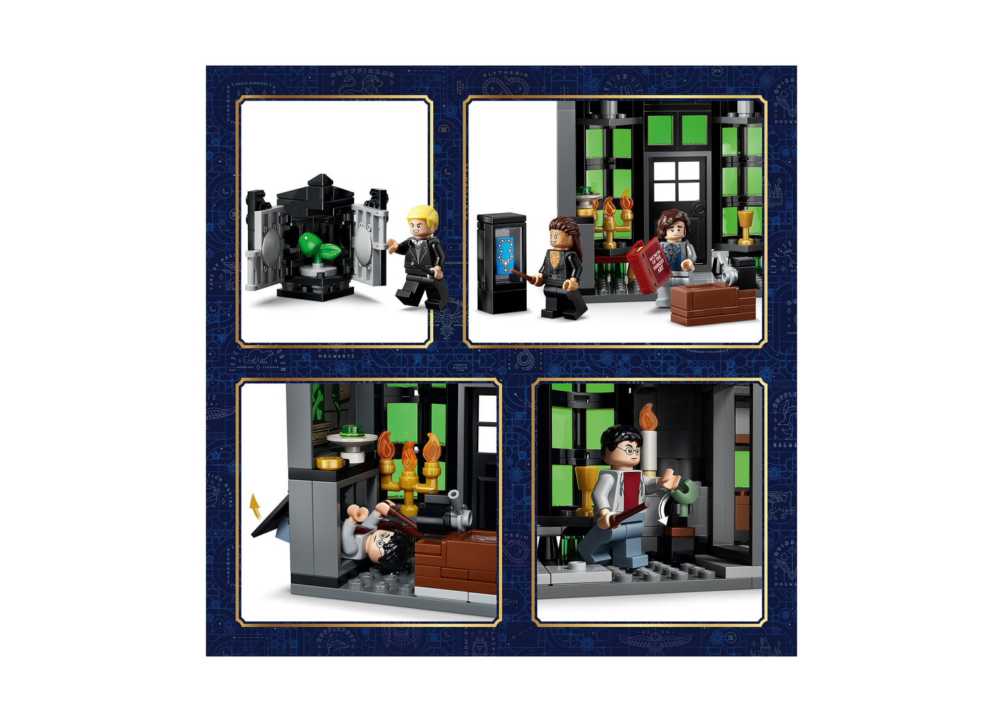 LEGO Harry Potter Knockturn Alley Wizarding Shops 76471 building set with minifigures and detailed shop scenes