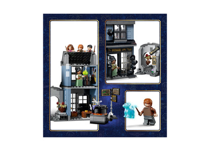 LEGO Harry Potter Knockturn Alley Wizarding Shops 76471 building set with minifigures and detailed shop structures