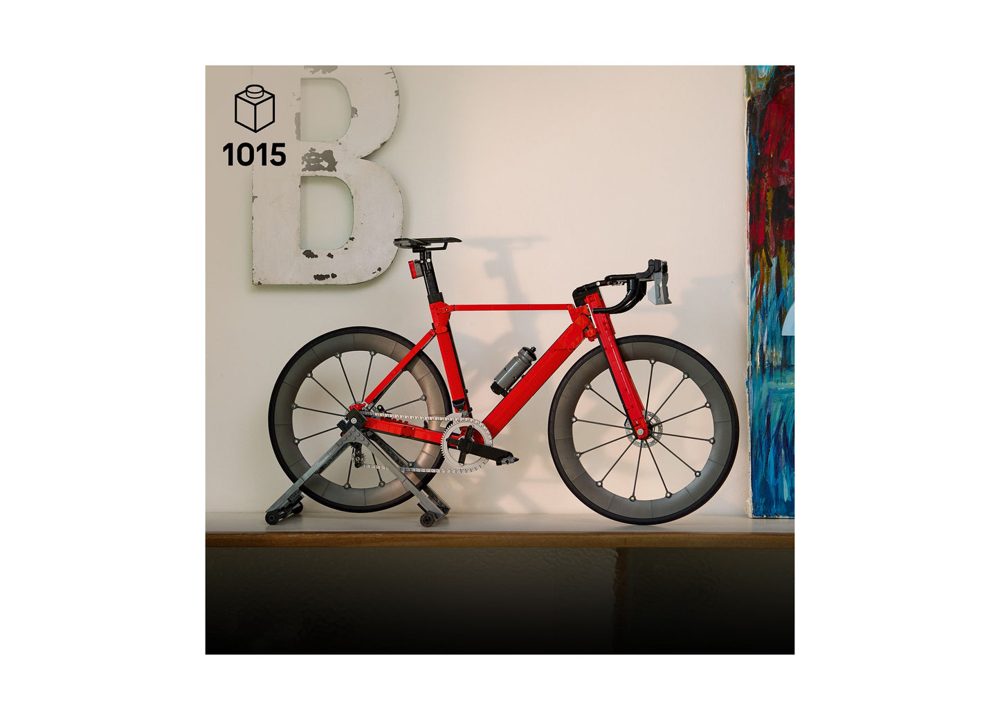 LEGO Icons Road Bike 11380 red bicycle building set displayed on stand