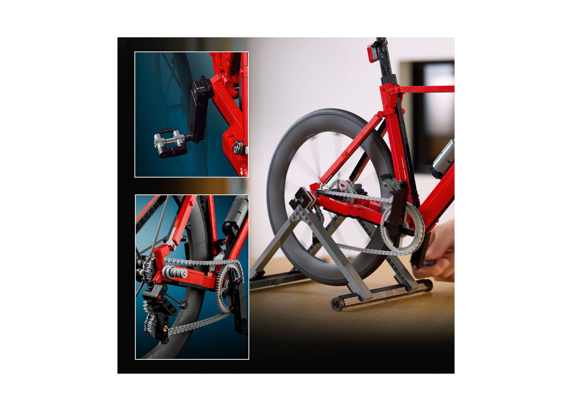 LEGO Icons Road Bike 11380 red and black detailed building set with chain and wheel details