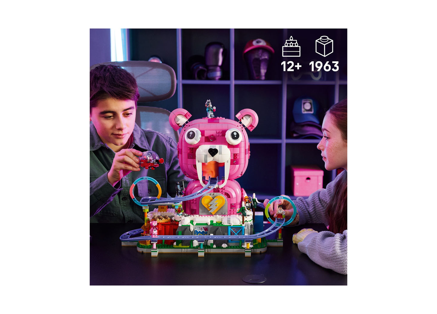 LEGO Fortnite Rave Cave 77082 pink building set with 1,963 pieces for ages 12+