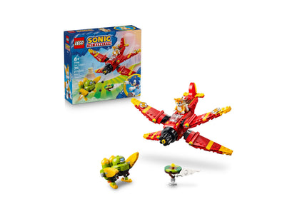 LEGO Sonic Tails' Tornado-1 set with red and yellow aircraft, green vehicle, and minifigures