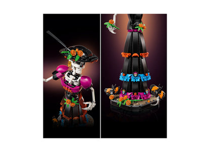 LEGO Ideas Day of the Dead La Catrina building set with poseable skeleton figure, marigolds, and monarch butterfly