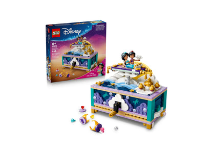 LEGO Disney Princess Jasmine's Jewelry Box 43295 building set with minifigures and colorful pieces