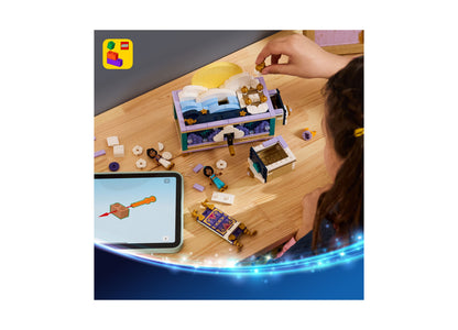 LEGO Disney Princess Jasmine's Jewelry Box 43295 building set with purple and gold pieces on wooden table