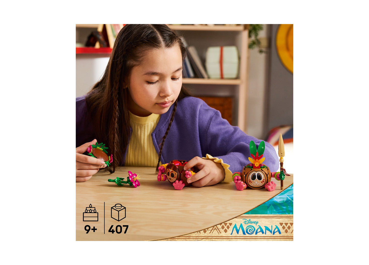 LEGO Disney Moana Kakamora 43293 building set with colorful flower pieces, 407 pieces, ages 9+