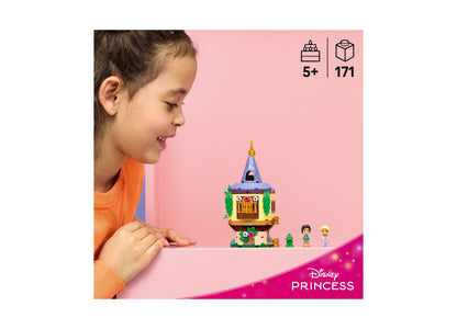 LEGO Disney Princess Rapunzel's Mini Tower 43294 building set with colorful tower and minifigures