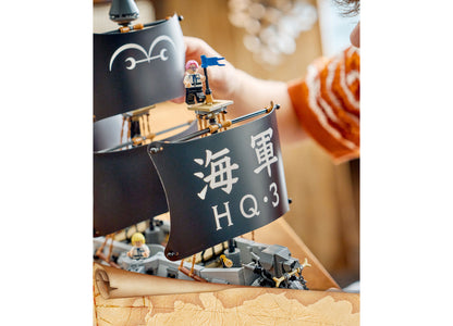 LEGO One Piece Garp's Marine Battleship 75646 black and gold pirate ship building set with minifigure