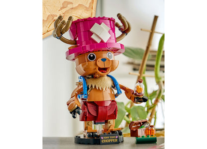 LEGO ONE PIECE Tony Tony Chopper 75643 posable figure with pink hat, brown body, and blue straps