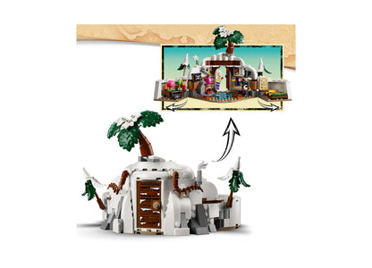 LEGO ONE PIECE Dr. Hiriluk's Hideout 75641 building set with white igloo structure, palm trees, and minifigures