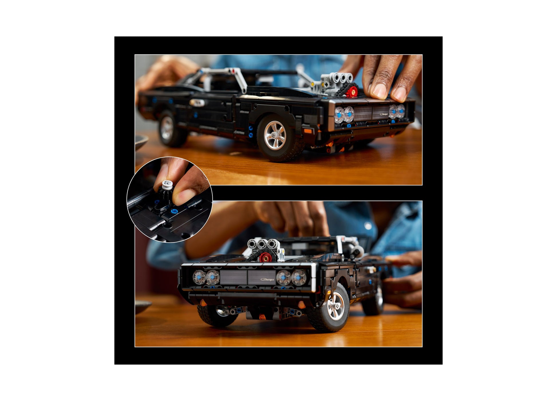LEGO Fast and Furious Dodge Charger R/T black car building set with detailed engine and working features