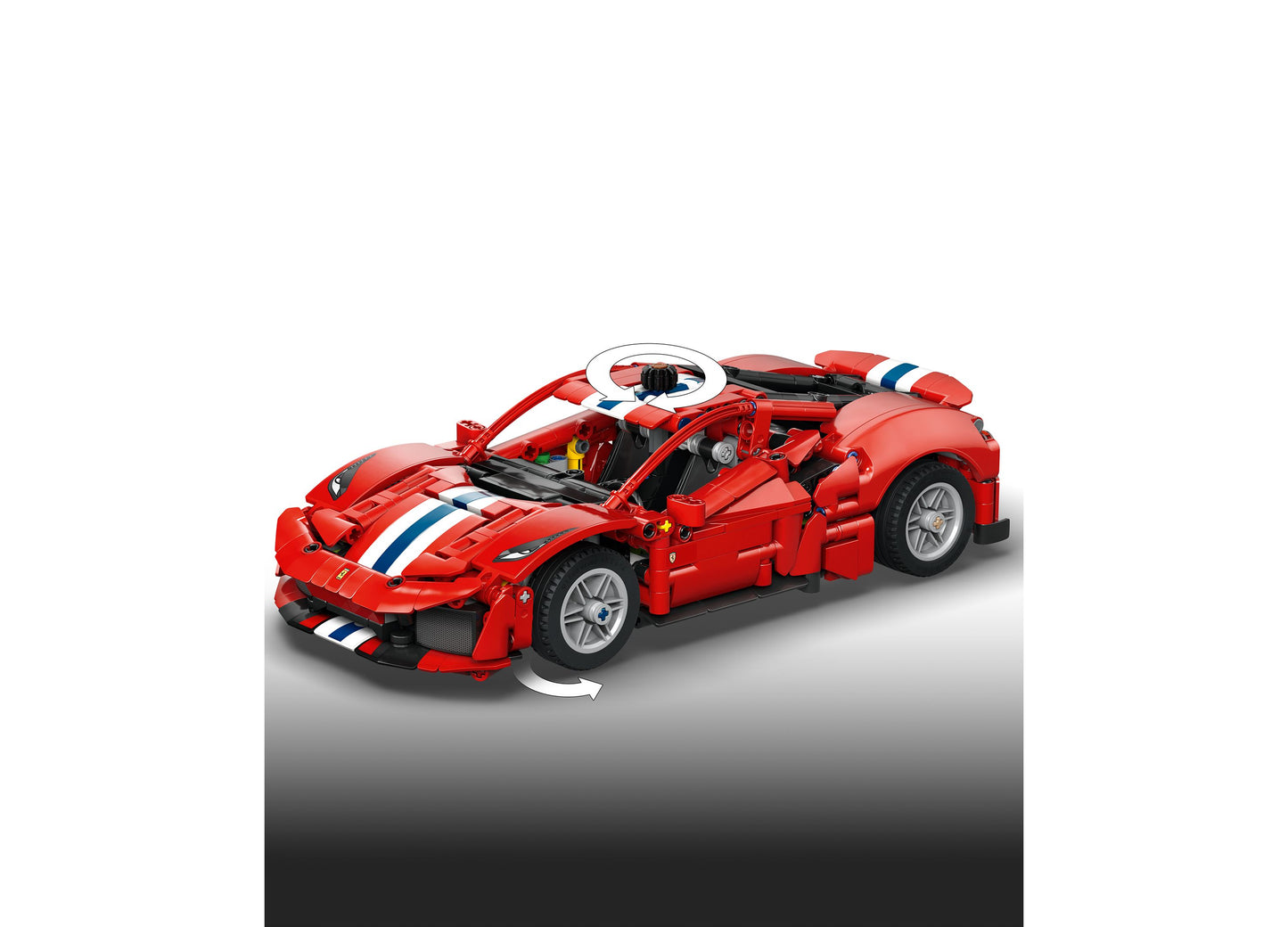 LEGO Technic Ferrari 488 PISTA red sports car building set with opening doors and steering wheel