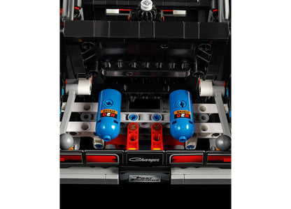 LEGO Fast and Furious Dodge Charger R/T 42231 with blue nitro bottles and red engine details