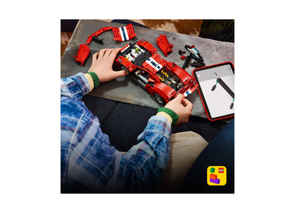 LEGO Technic Ferrari 488 PISTA red sports car building set with instruction manual
