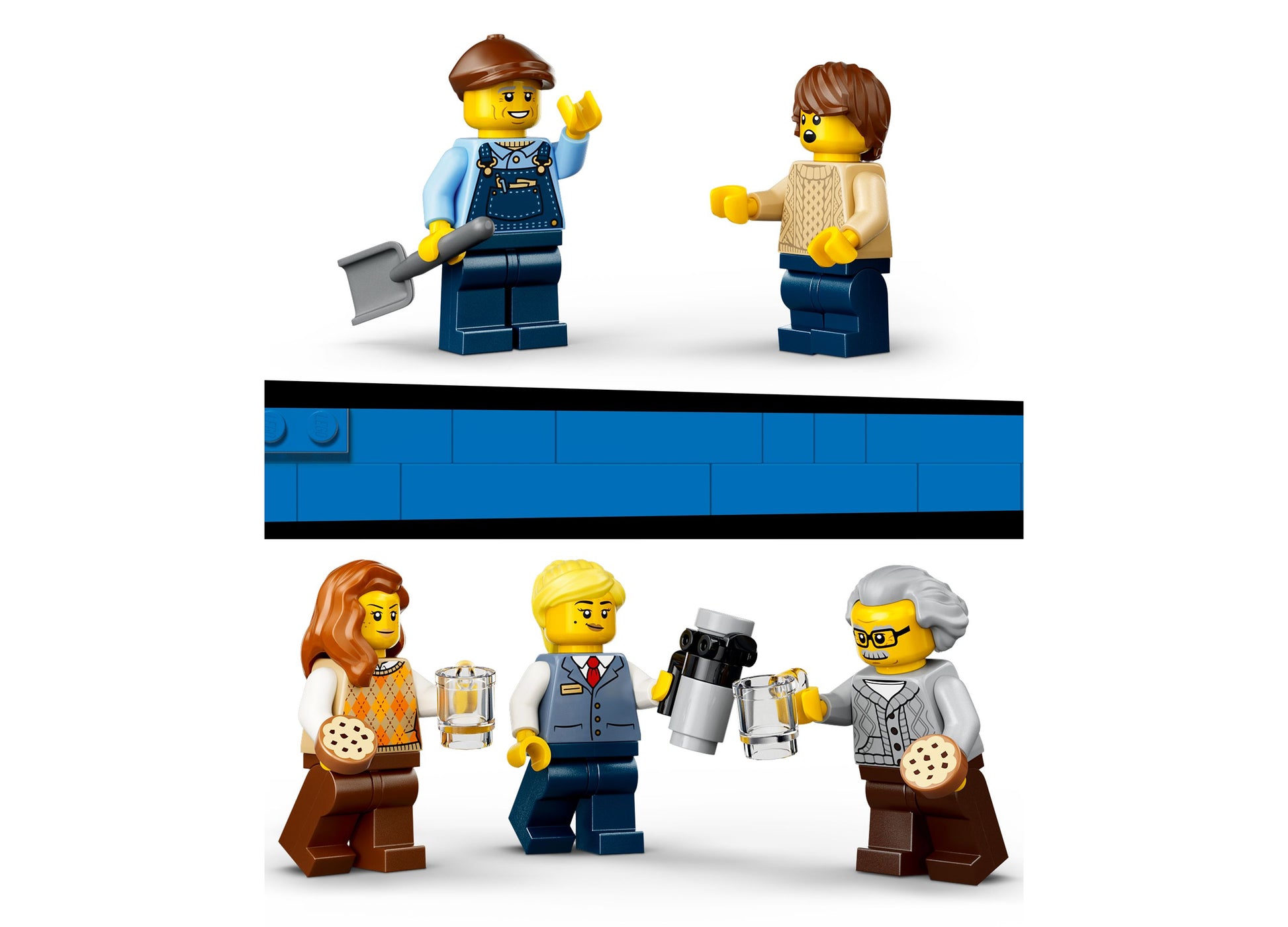 LEGO City Vintage Steam Train 60511 set with minifigures and blue brick baseplate