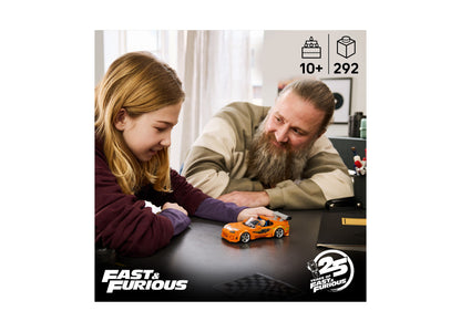 LEGO Fast and Furious Toyota Supra MK4 orange sports car building set with 292 pieces