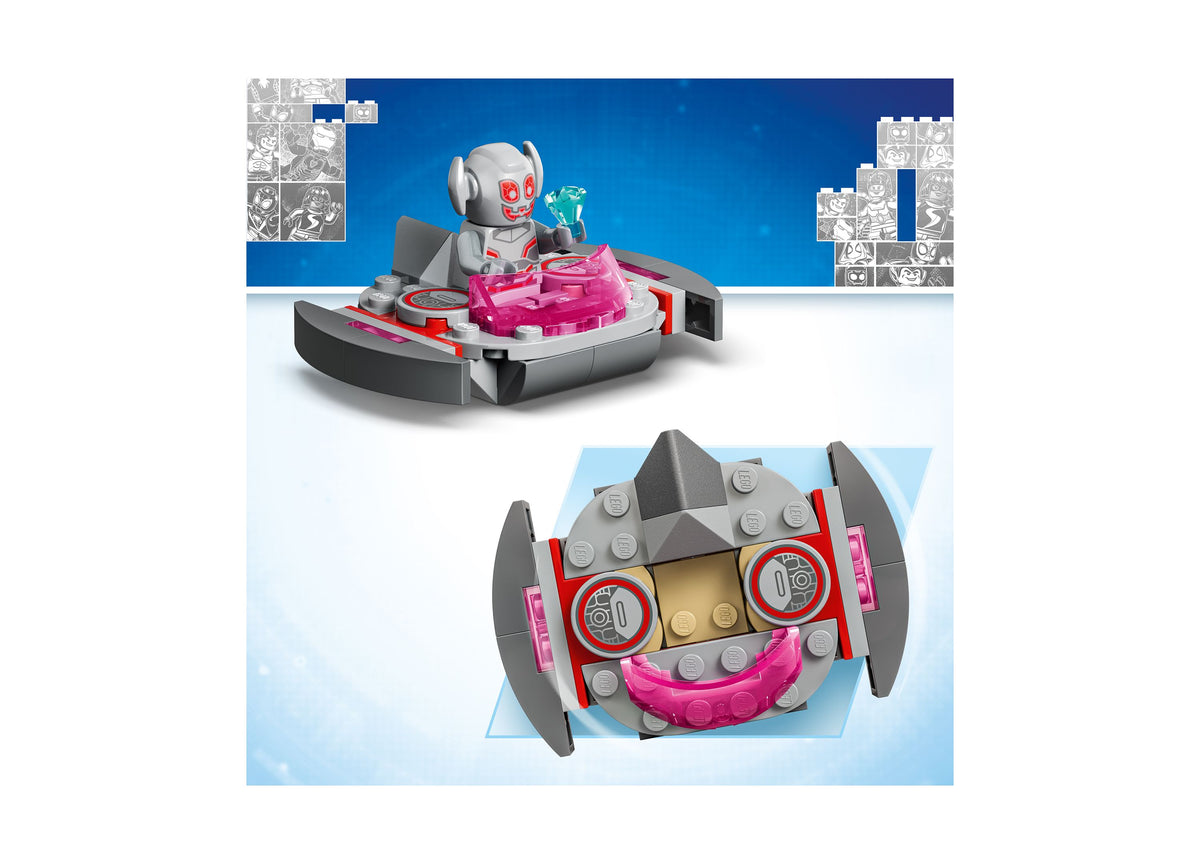 LEGO Marvel Ultron vs. Iron Man 11209 building set with gray robot, pink pieces, and opening play base
