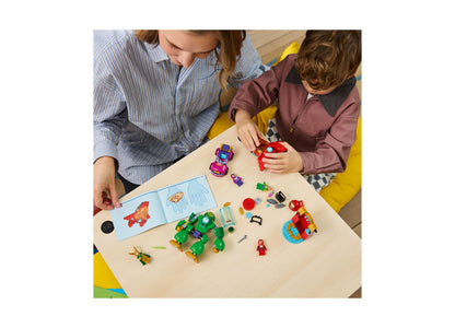 LEGO Marvel Iron Man 11211 building set with colorful bricks and minifigures displayed on table