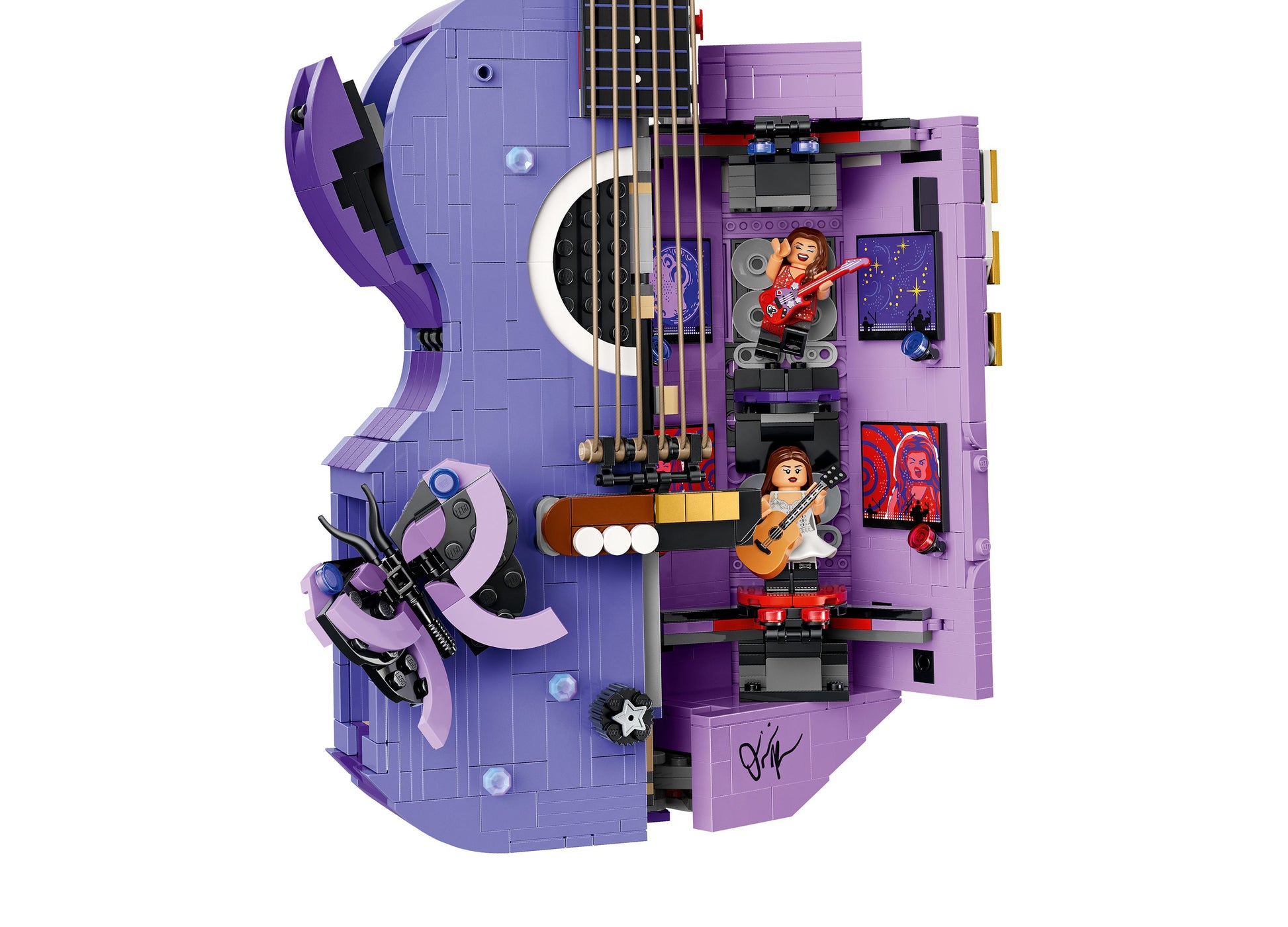 LEGO Olivia Rodrigo Dual Guitar 43031 purple guitar-shaped building set with minifigures