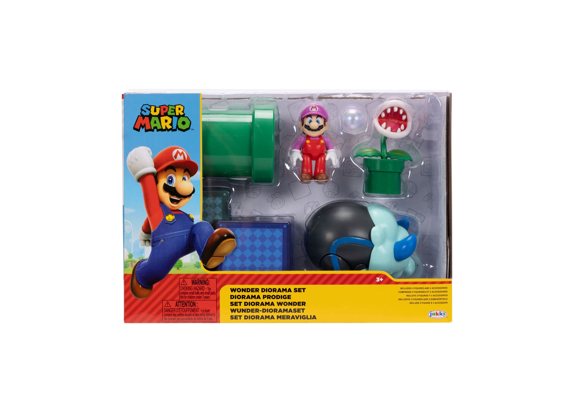 Super Mario Wonder 6-Piece Playset with Mario figure, Piranha Plant, and accessories for ages 3+