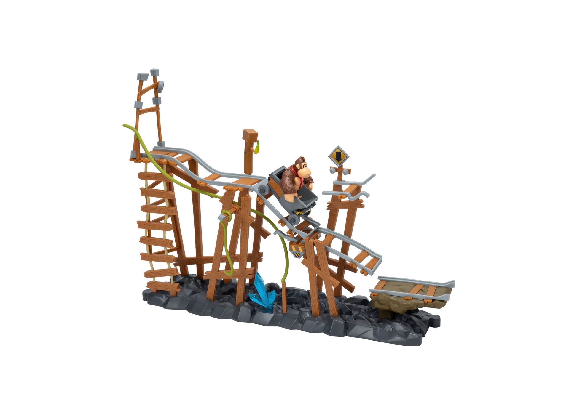 Donkey Kong Mine Cart Adventure playset with wooden structure, mine cart, and character figure