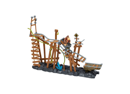 Donkey Kong Mine Cart Adventure playset with wooden structure, mine cart, and character figure