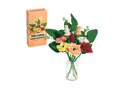 Play-Doh Blooms Rosy Petite Bouquet Kit with colorful flower arrangement in vase