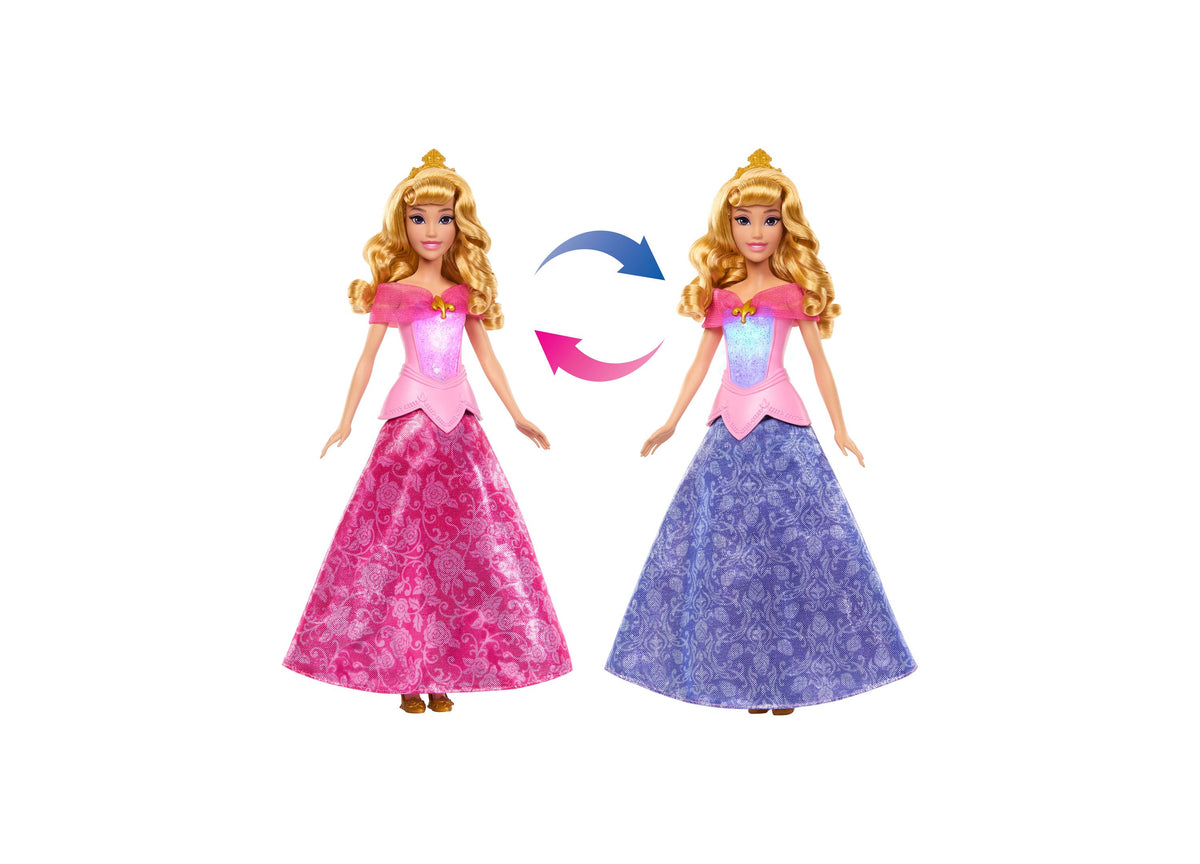 Disney Princess Aurora 13" doll with transforming dress that changes from pink to purple