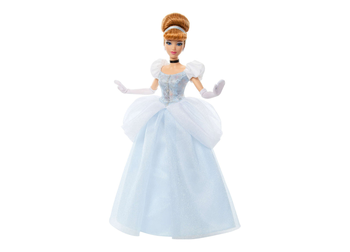 Disney Princess Sparkling Princess Cinderella doll wearing light blue ball gown with puffed sleeves and tiara