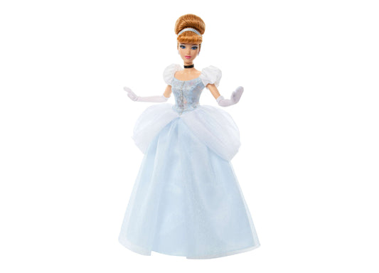 Disney Princess Sparkling Princess Cinderella doll wearing light blue ball gown with puffed sleeves and tiara