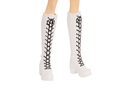 KPop Demon Hunters Rumi Golden 12.75-Inch Singing Fashion Doll with posable joints, wearing white lace-up boots